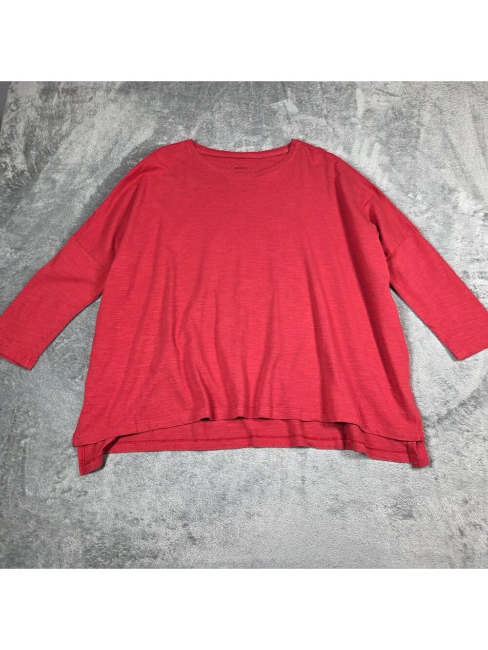 Mersea Top One Size Red Catalina Slub Cotton Oversized Boxy Flowy Lagenlook Tee